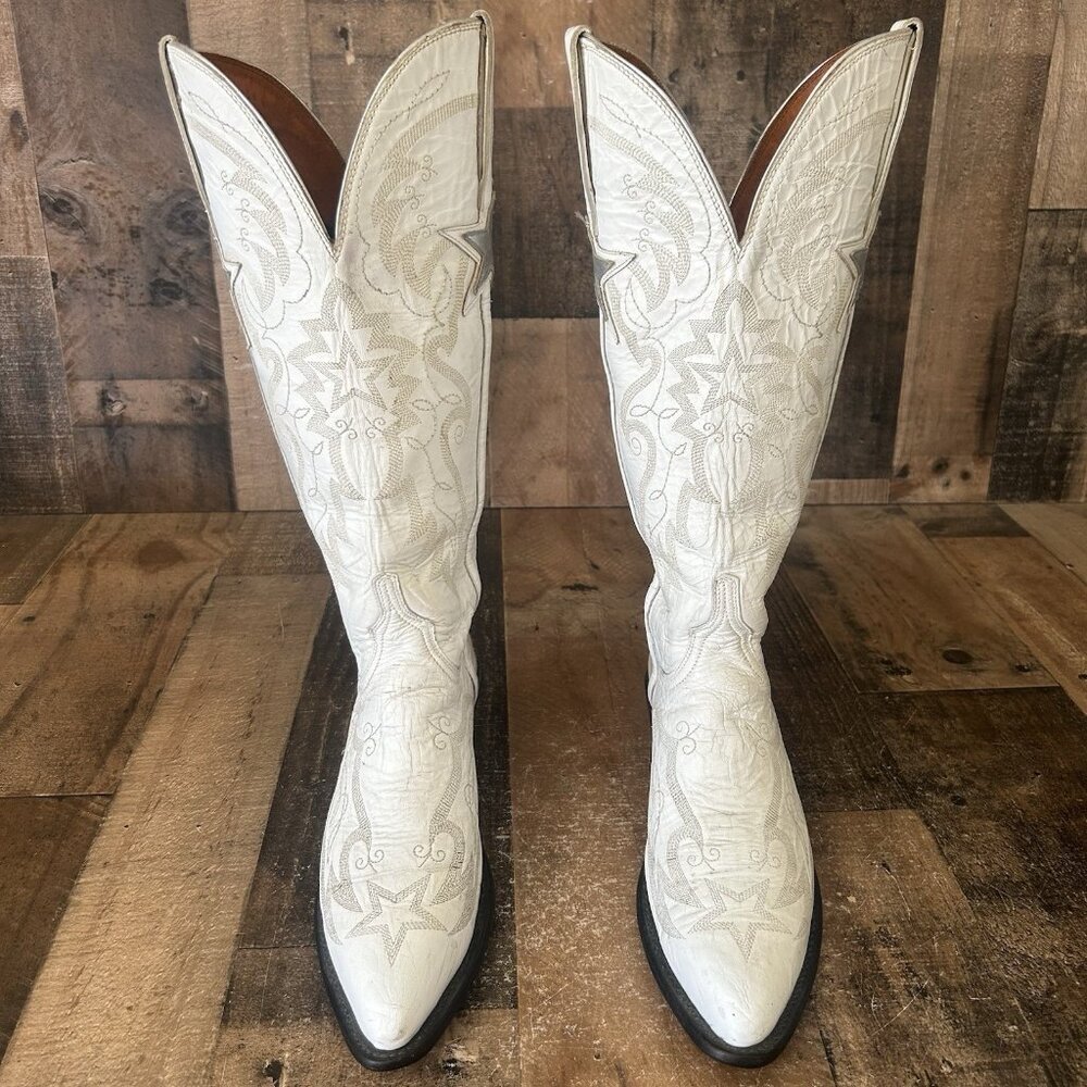 Lucchese White Heeled Boots